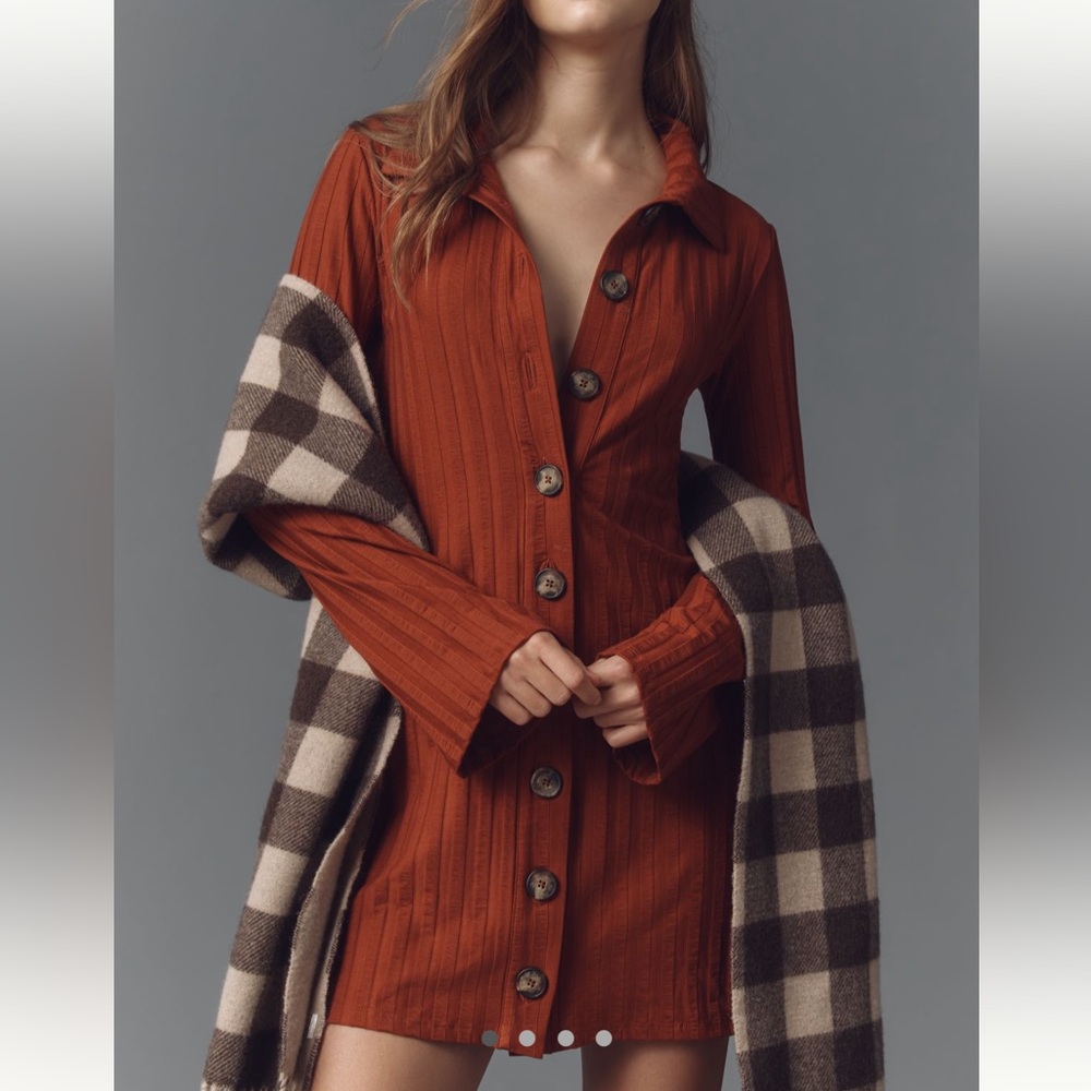 LIKE NEW REFORMATION Benton Knit Dress, Oxide Dark Orange, size S